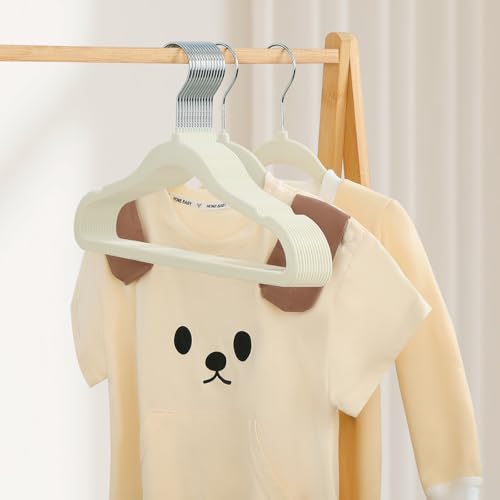 Velvet Baby Clothes Hangers 50 Pack - 11.8 Inch Beige, Space-Saving & Non-Slip