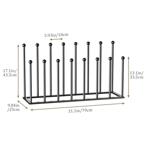 Freestanding Boot Rack for 8 Pairs - Black Shoe Organizer with Variation Large Poles
