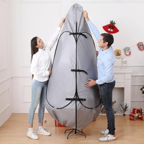 UNARK Grey 9ft Christmas Tree Storage Bag Upright Tree Cover with Reinforced Handles