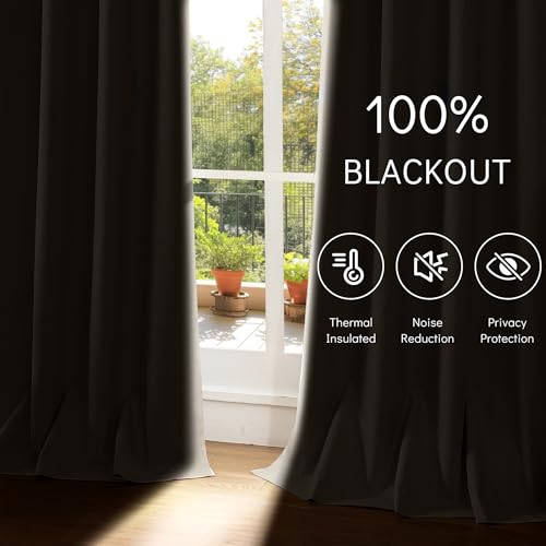 ChrisDowa Linen Blackout Curtains 63 Inch Length 100% Curtain