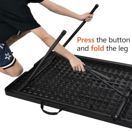 6ft Heavy Duty Folding Table - Portable Indoor & Outdoor Work & Event Table, Black