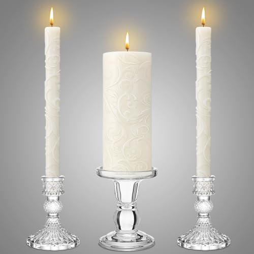Irenare Delicate Unity Candles Set with Glass Holders for Wedding Ceremony
