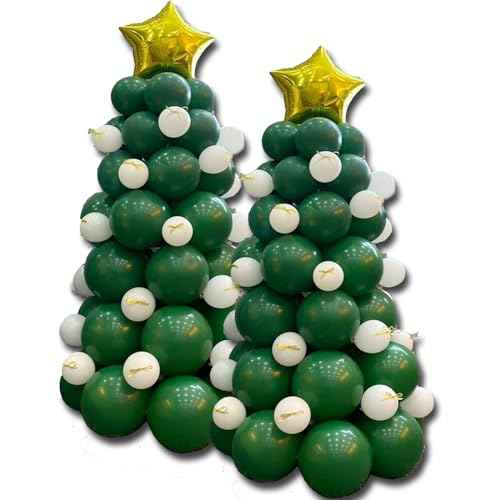 Christmas Tree Balloon Kit, Green Balloons Garland Arch White Balloons Green balloons 93 Pieces Latex Balloons for Xmas/New YearParty Decoration