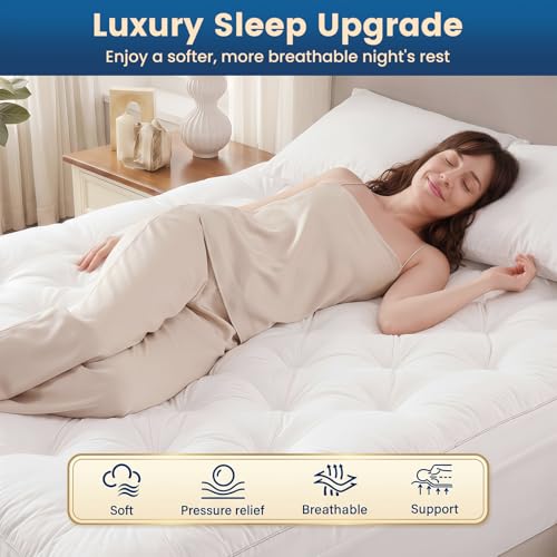 Cosybay 4-Inch Full Size Memory Foam Mattress Topper for Back Pain Relief, White