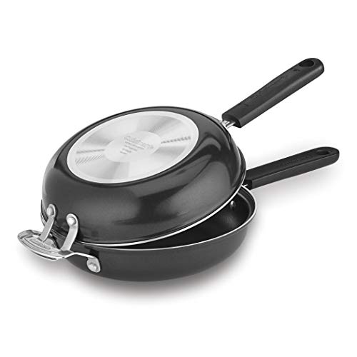 Cuisinart 10-Inch Nonstick Frittata Pan Set, Black/Stainless Steel, Interlocking Skillets