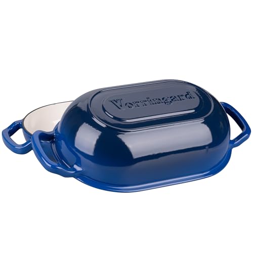 VORRINGARD 5 QT Blue Enameled Cast Iron Dutch Oven for Bread & Cooking