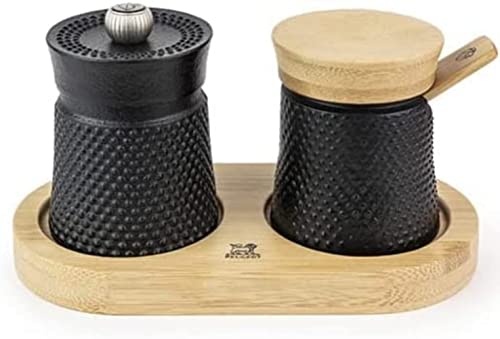Peugeot Bali Cast Iron Pepper Mill & Salt Cellar Set - 3 Inch Kitchen Spice Grinder