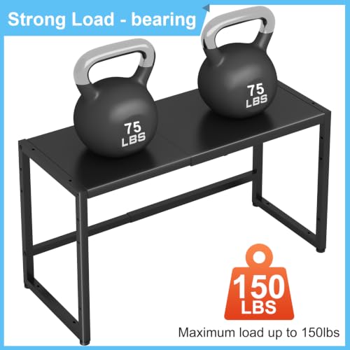 Black Adjustable Heavy Duty Metal Storage Shelves - 150 LBS Capacity, 1 Tier, 28.8 x 11.8 x 16.3 Inches