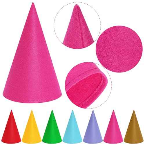 16 Packs Gnome Costume Set 7 Pcs Felt Dwarf Hats 7 Pcs White Fake Beard 2 Pcs Fake Ears for Halloween Christmas Party Cosplay