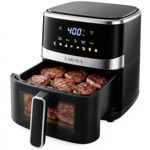 6 QT Family Size Air Fryer with Visible Window, 8 Presets, Touchscreen & Temperature Control