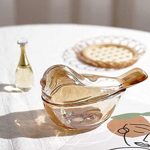 Small Amber Glass Jewelry Box Organizer, Bird Shape Ring Holder Earrings Organizer, Gift for Women Wife Mom, Birthday Wedding Christmas Valentine Gifts