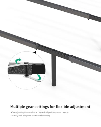 BaiNong Adjustable Queen Bed Frame Support System 58-68 inch 3-Pack Black