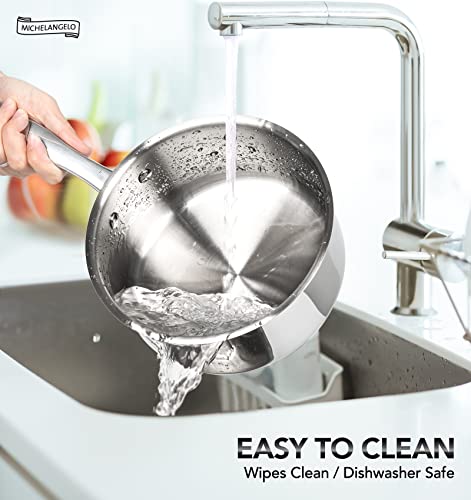 Tri-Ply Bottom Stainless Steel Saucepan Set 1Qt & 2Qt with Glass Lids