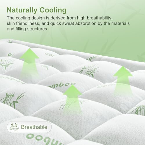 Queen Size Mattress Topper Viscose Derived from Bamboo, Soft Thick