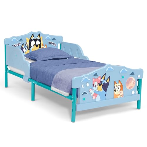 Bluey 3D Toddler Bed - Blue with Guardrails, For Kids 15 Months+ - Delta Children