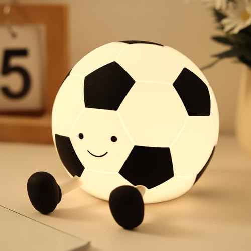 YISUN Soccer Night Light for Boys Light Up Football Lamp Dimmable Rechargeable Silicone Night Light Home Decor Birthday Christmas Gifts for Kids