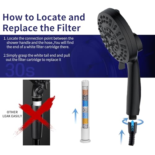 Filtered Handheld Shower Head with Magnetic Adjustable Matte Black
