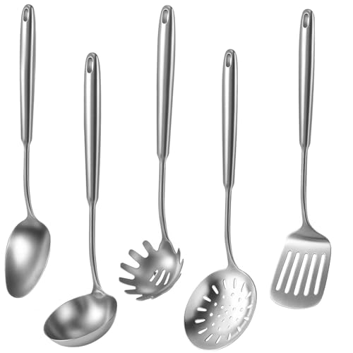 5 Pcs Newness Cooking Utensils Set, 304 Stainless Steel Kitchen Metal