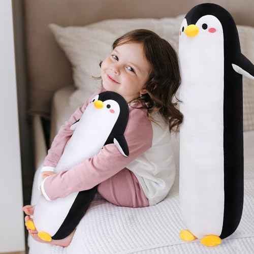 Long Penguin Plush Pillow, 33.5¡± Black Penguin Stuffed Animal, Cute Cartoon Sleeping Plushy, Soft Cuddly Hugging Plush Toys Kawaii Body Pillow, Sweet Gift at Birthday