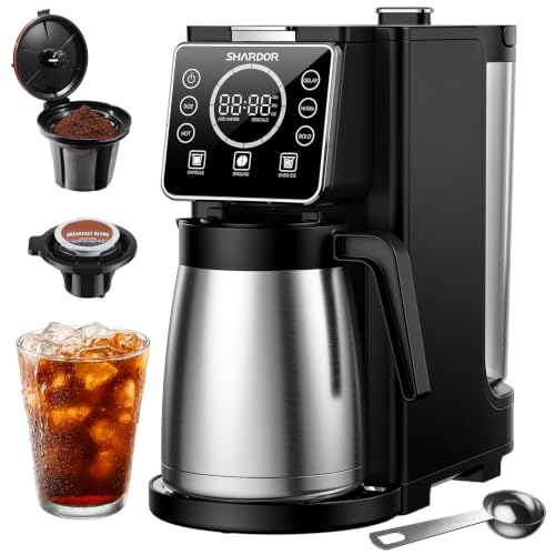 Single Serve Coffee Maker with Thermal Carafe 6-32oz Hot & Iced Brewing