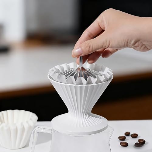 Silver Metal Coffee Filter Presser for Pour Over & V60 Filter Paper - All Metal Design