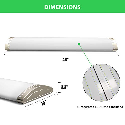 4ft Dimmable LED Light Fixture 80W 4000K Flush Mount - 1 Pack