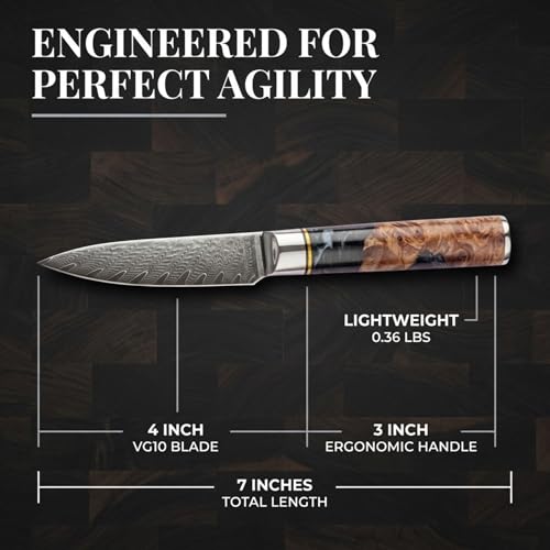 The Epicurean Cook Tidal Black 4-Inch Damascus Paring Knife