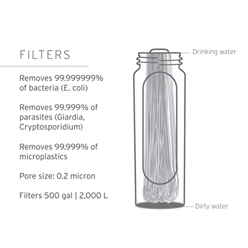 LifeStraw Peak Squeeze Water Filter Bottle 22oz Dark Mountain Gray