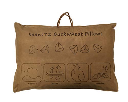 Organic Buckwheat Pillow Queen Size 20x30 - Japanese-Style, Adjustable Support