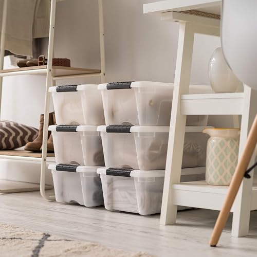 IRIS USA 6-Pack 13 Qt Storage Bins with Lids - Pearl Plastic Organizer