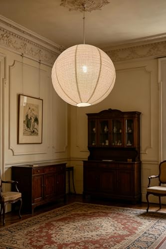 20-Inch Linen Pendant Light Shade Can Replace Paper Lantern for Indoor & Covered Outdoor Use