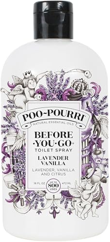 Poo-Pourri Before-You-Go Toilet Spray Refill Bottle Lavender Vanilla 16 Fl Oz with Travel Size