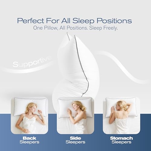 MUFEW King Size Pillow Set of 4 - Ultra Thick Cooling Down Alternative Hotel Quality Bedding for Back, Side & Stomach Sleepers