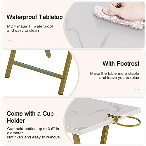 Folding TV Tray Table Set of 4 with Cup Holders - Gold | Portable Dinner & Snack Tables for Couch & Small Spaces