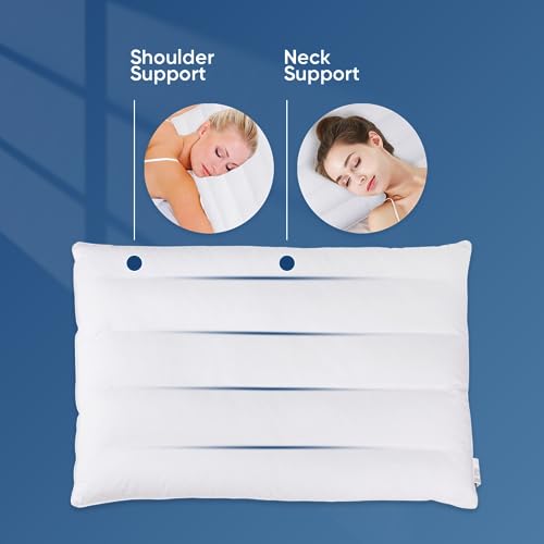 MINUPWELL Cotton White 2 Pack Ultra Flat Support Pillows 18x26 Inches for Stomach Sleepers