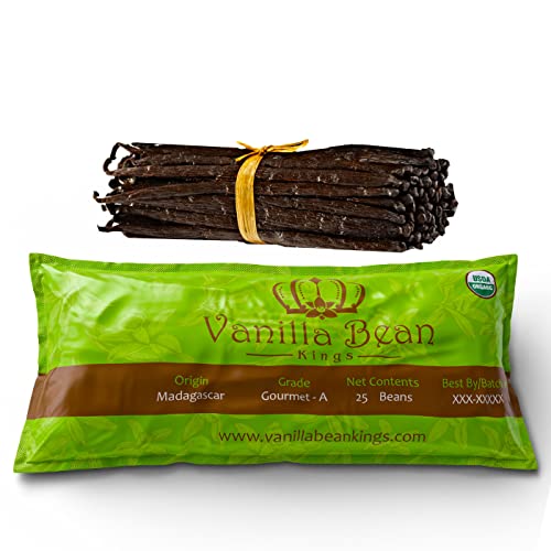 5 Organic Madagascar Vanilla Beans. Whole Grade A Vanilla Pods for Vanilla Extract and Baking