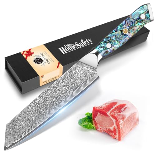 Home Safety Damascus Kiritsuke Knife with 67-Layer VG-10 Blade, Abalone Shell Handle – 20cm, Gift Box (K-CHEF variant)