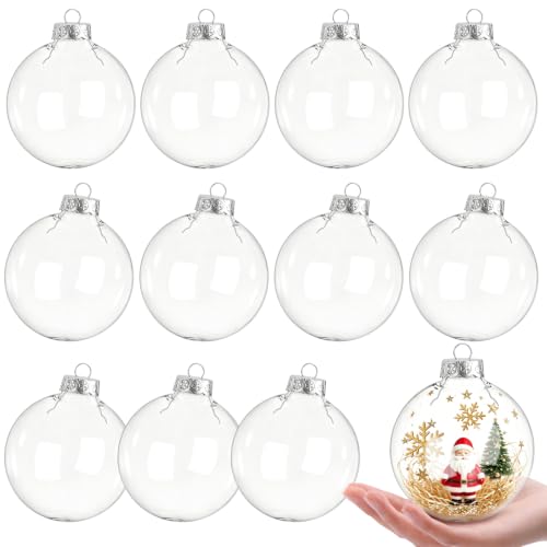 3.15 Inch Clear Plastic Fillable Christmas Ornament Balls - Pack of 12