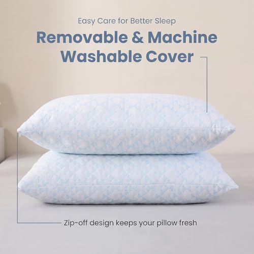 Meoflaw Queen Size Adjustable Memory Foam Pillow Set of 2 - Removable Washable Cover, Medium Firm for Back Side & Stomach Sleepers