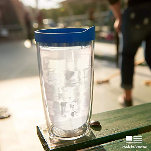Tervis Yao Cheng Green Crystal Made in USA Double Walled Insulated Tumbler Travel Cup Keeps Drinks Cold & Hot, 16oz 4pk, Green Blue Stripe