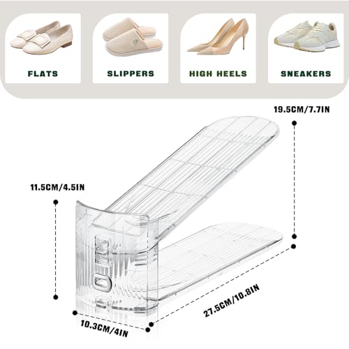 FENRUNXU Transparent Shoe Slots Organizer 36 Pack Space-Saving Shoe Storage