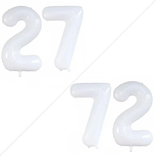 GOER Jumbo 27 Balloons - 42 Inch Foil Helium Birthday Decorations | White for 27th Party