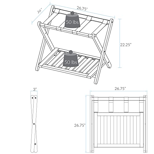 Foldable Luggage Rack with Shelf - Espresso Home & Travel Accessory