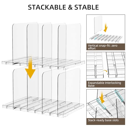 Clear Stackable Purse Organizer for Closet Shelves - 4 Pack