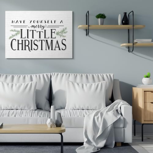Merry Little Christmas Holiday Canvas Wall Art 36x48 Inches - Stupell Industries