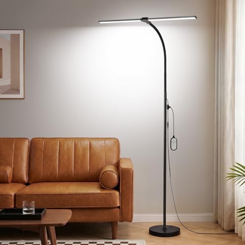 FOLKSMATE Black 20W LED Floor Lamp with Adjustable Neck & Bright Color Changing Light