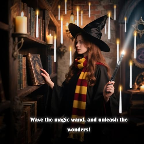 Kakoya White Flameless Floating Candles with Wand Remote - 36 Pcs Halloween Decor
