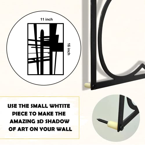 Glamativity 4 Pack Black Abstract Metal Wall Art - 16 x 11 Inches, Minimalist 3D Line Art Decor for Living Room & Bedroom