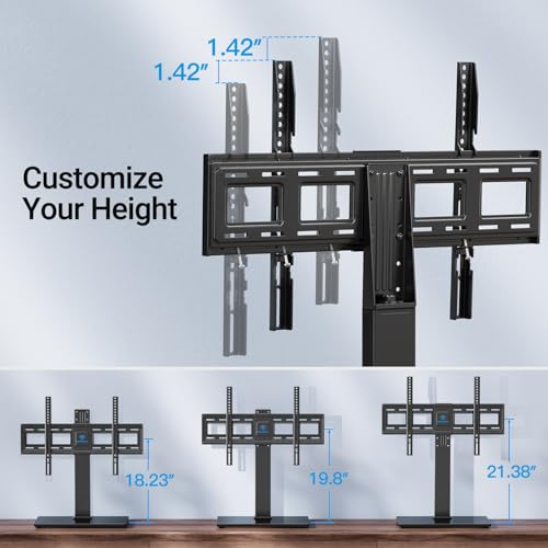 Universal TV Stand Legs for 37-78 Inch TVs with Mounting, Swivel & Height Adjustment - Black