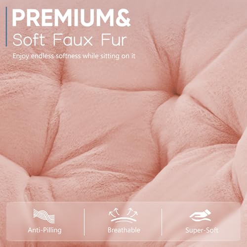 DUMOS Faux Fur Saucer Chair - 36 Inch Round Lounge Chair for Living Room, Soft Plush